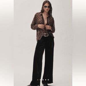 Anthropologie Wide-Leg Velvet Pants